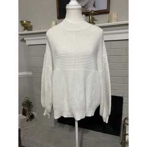 Altard State Minimalist White Knit Cozy Sweater Sz Small Oversized Mock Neck